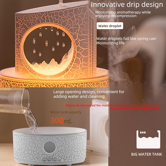 Raindrop Humidifiers for Bedroom, 300ML Ultrasonic Small Humidifier, - Image 6