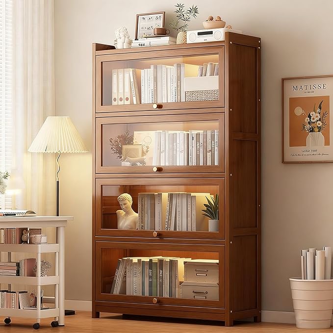 Display Cabinet with Acrylic Glass Doors, Tall Storage Cabinet with Adjustable - Image 7