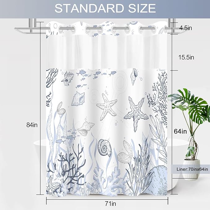 Extra Long No Hook Shower Curtain - Image 7