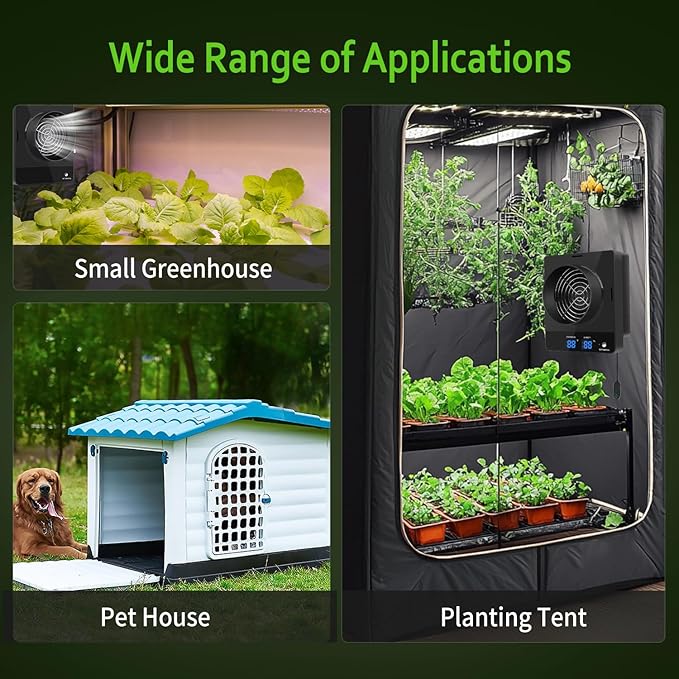 4-Inch Grow Tent Inline Duct Fan, Automatic Temperature & Humidity Sensing - Image 8