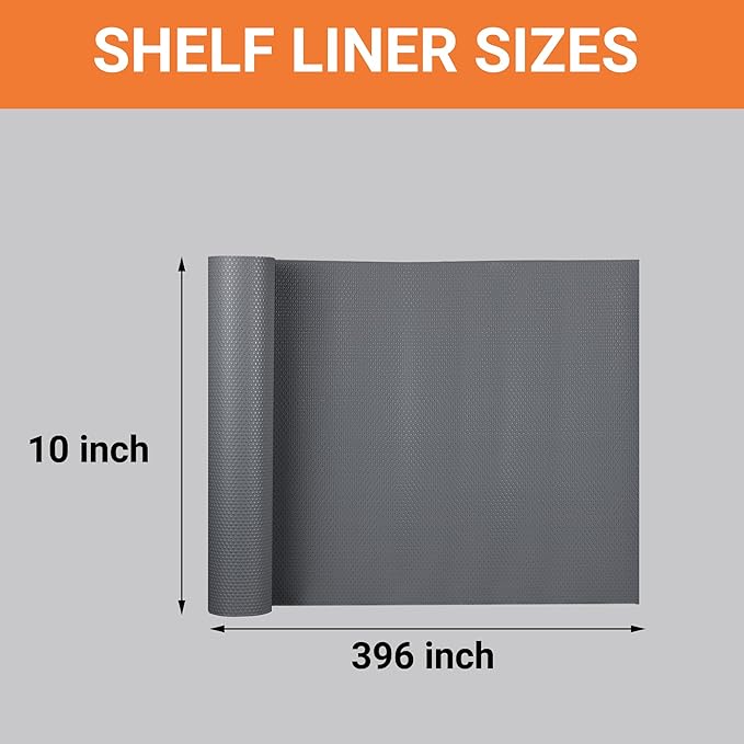 FLPMIX Shelf Liners for Kitchen Cabinets: Dark Grey Waterproof Bathroom Drawer - Image 9