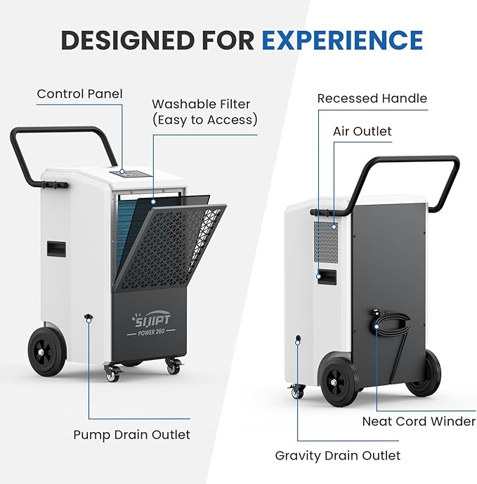Commercial Dehumidifier with Pump, 260 Pints Industrial Dehumidifier - Image 7