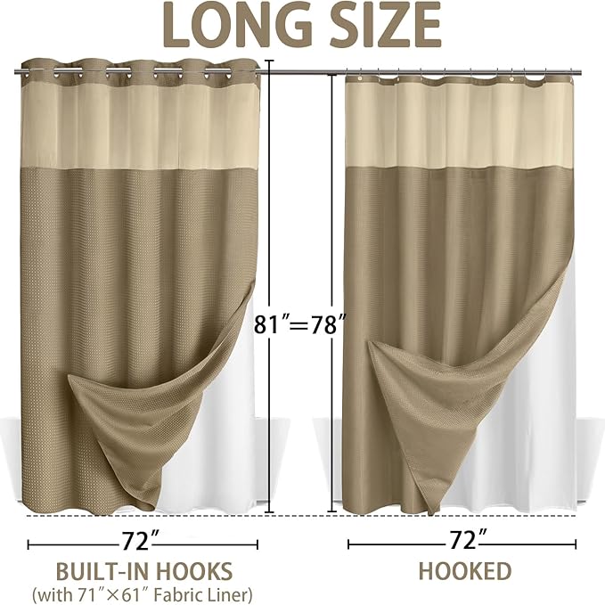 No Hook Shower Curtain and Liner Set - Image 6