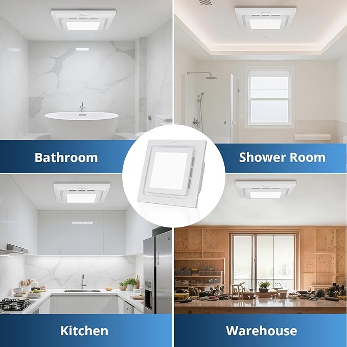10" Bathroom Exhaust Fan with Light, 110 CFM Powerful 1.0 Sone Quiet Vent Fan - Image 9