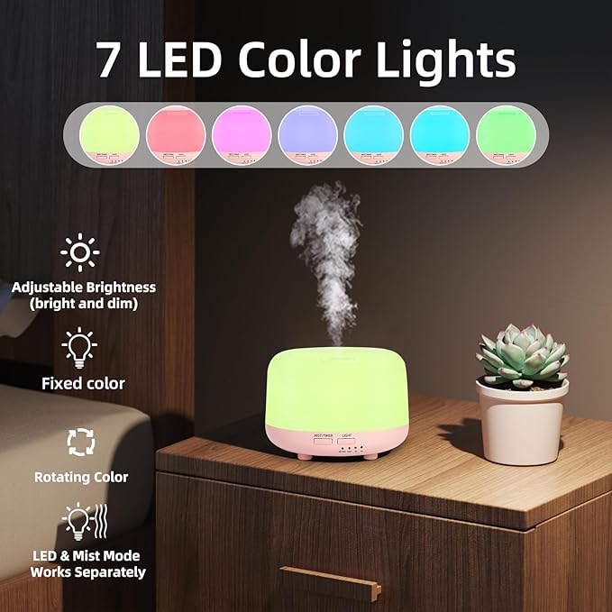 300ML Essential Oil Diffuser, Cool Mist Small Diffuser - Image 7