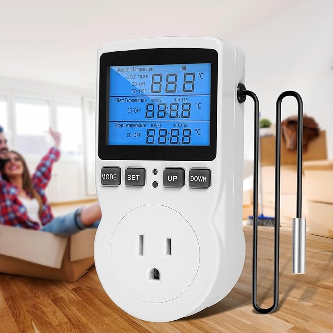 Digital Temperature Controller, 1800W 15A/120V Safe Thermostat Timer Outlet - Image 9