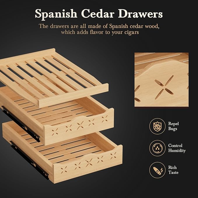 85L Electric Cigar Humidor Cabinet-700 Counts Large Capacity-Intelligent - Image 6