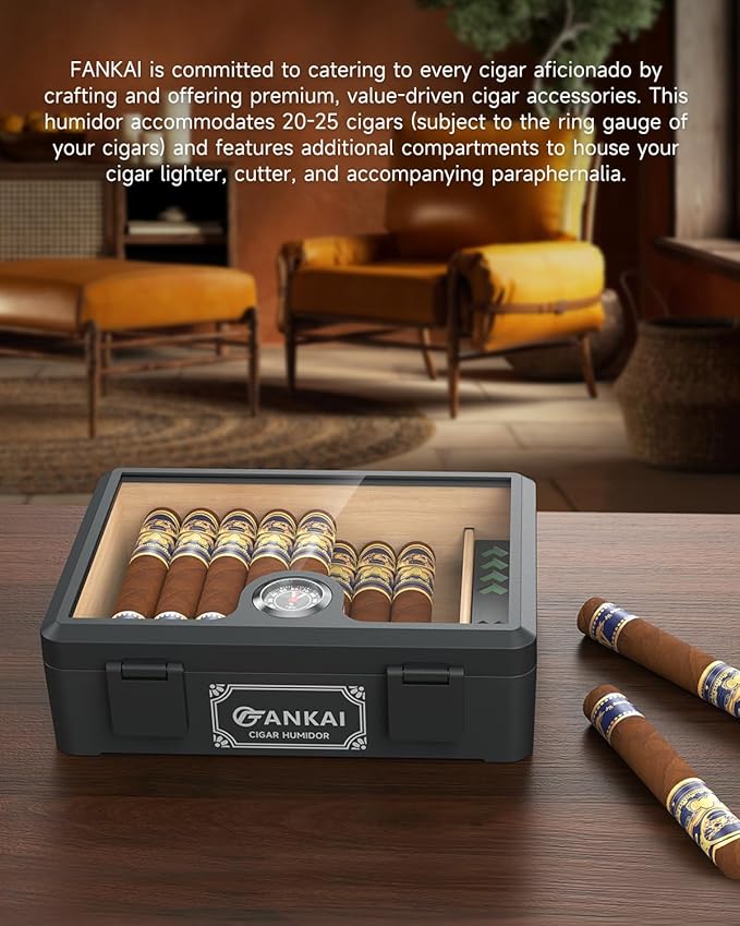 Cigar Humidor, Full Glass Top Cigar Box - Image 8