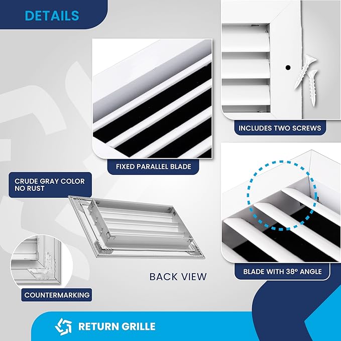 8x4 Inch Air Return Vent Cover Decorative – Premium Aluminum AC Vent Cover - Image 9