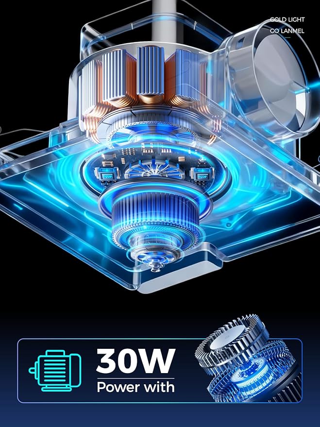 Bathroom Exhaust Fan with Light, 112 CFM 1.0 Sones, Quiet Square Bath Fan Light - Image 9