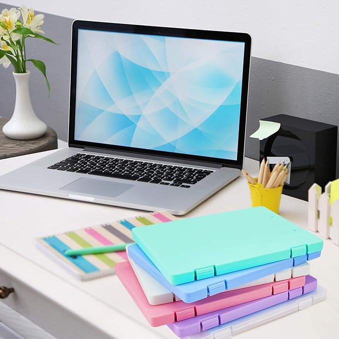 Zhanmai 6 Pcs A4 File Boxes Portable Project Case Plastic Scrapbook Paper - Image 6