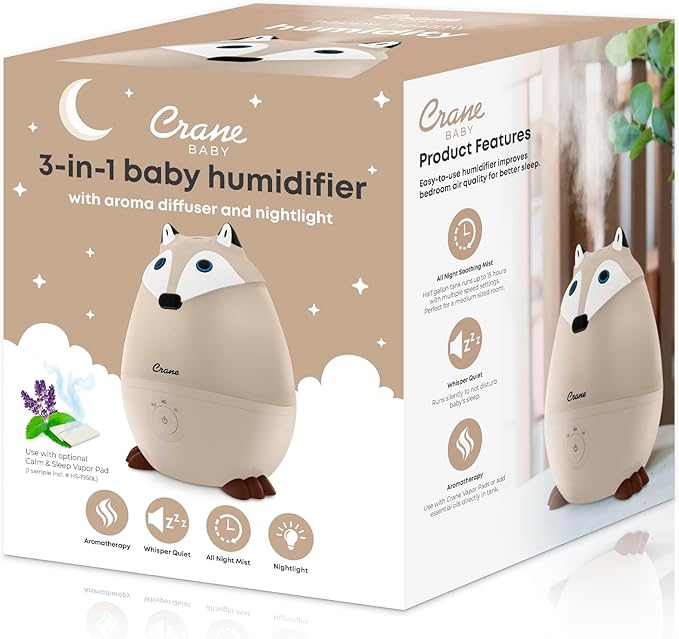 Crane Baby Mini Adorable Red Fox Baby Humidifier, 0.5 Gal Cool Mist Humidifiers - Image 7