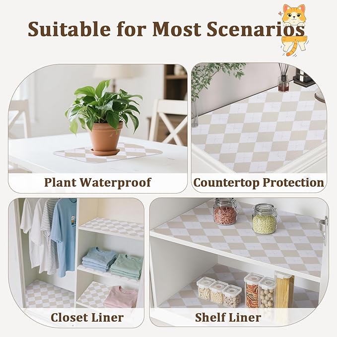 Beige Shelf Liner for Kitchen Cabinets 12" x 240" Non-Adhesive Non-Slip Drawer - Image 9