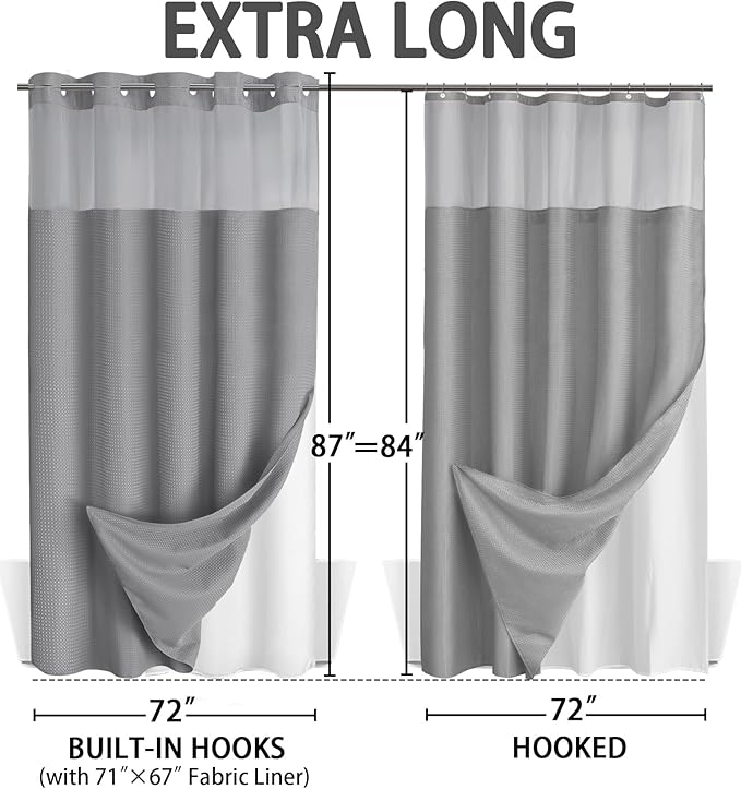 No Hook Shower Curtain and Liner Set - Image 6