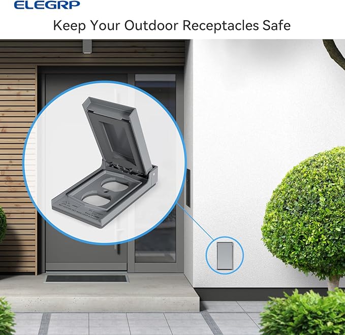 ELEGRP Vertical Outdoor Cover for Duplex Receptacles, Weatherproof Wall Plate - Image 6