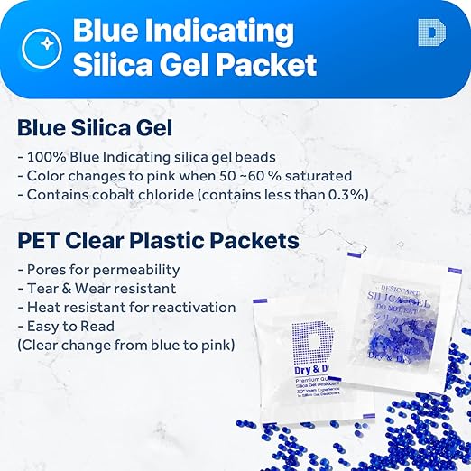 Dry & Dry 1 Gram Blue Indicating Silica Gel Packets Desiccants Silica Gel - Image 7