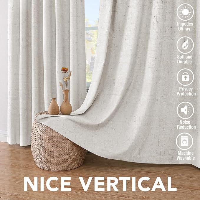H.VERSAILTEX Sliding Door Curtains, Linen 100% Blackout Curtains Durable Thick - Image 7