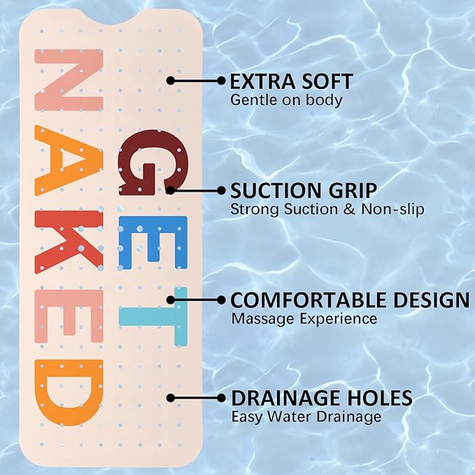 Get Naked Bath Mat for Tub, Non Slip Bathtub Mat for Baby Rubber Tub Mat - Image 8