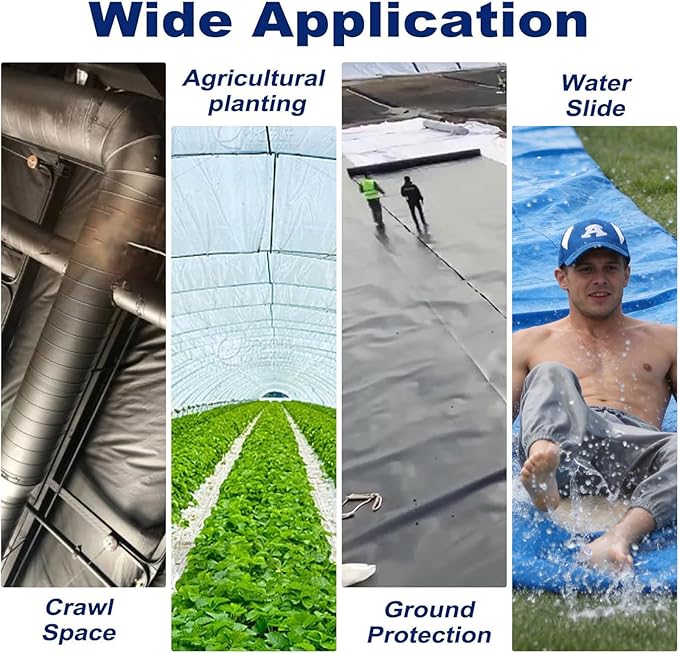 10'x100' Crawl Space Vapor Barrier, 10mil Film Black Plastic Sheeting - Image 7