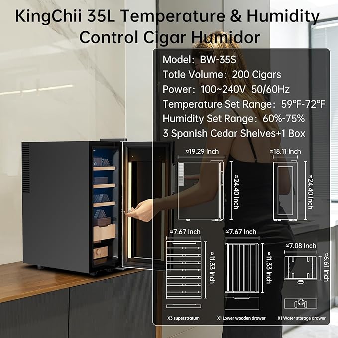 KingChii Upgrade 35L Temperature & Humidity Control Cabinet, Built-in - Image 6