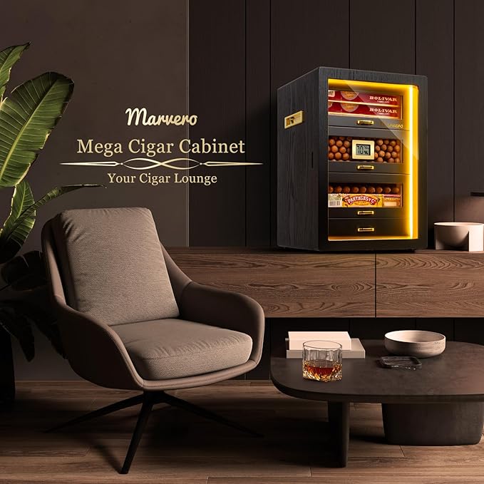 Cigar Humidor, Desktop Humidor Cabinet Triple-Sided Light - Image 9