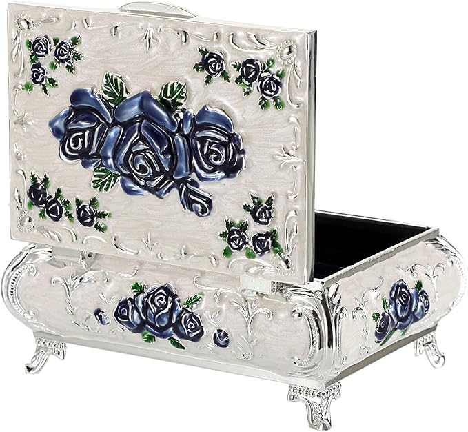 Hipiwe Vintage Metal Jewelry Box Small Treasure Chest Case Trinket Organizer - Image 9