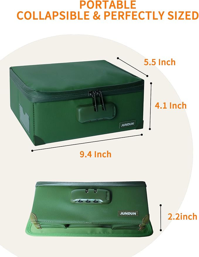 JUNDUN Index Card Holder with Lock, Collapsible Fireproof Index Card Box fits - Image 6