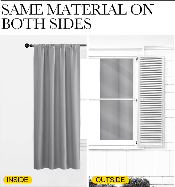 NICETOWN 2 Panels Blackout Curtains, Rod Pocket Window Curtains Room Darkning - Image 7