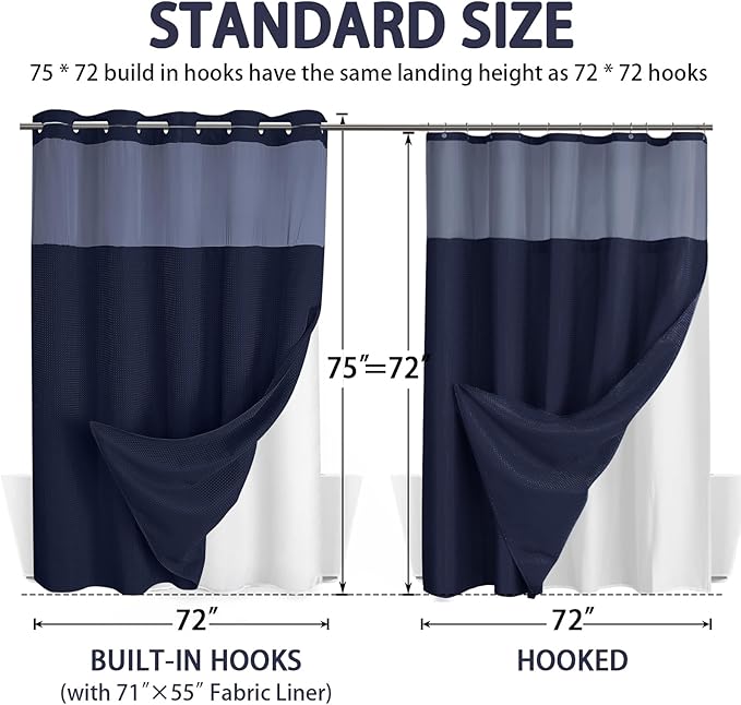 No Hook Shower Curtain and Liner Set - Image 6