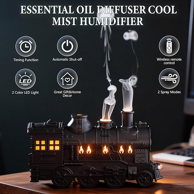Train Diffuser 300ML Essential Oil Diffuser Cool Mist Humidifier Aroma Diffuser - Image 7