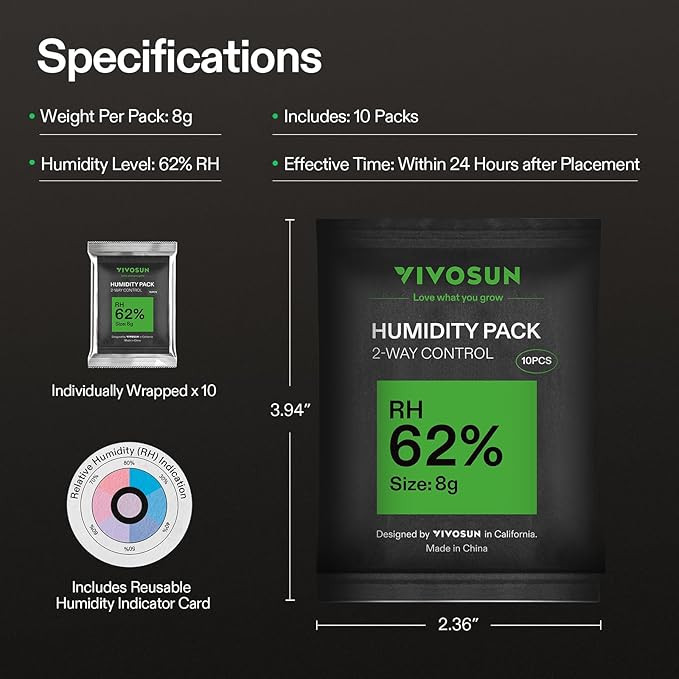 VIVOSUN 62% RH Two-Way Humidity Control Packs, Size 8 g, 10 Packs, Each - Image 8