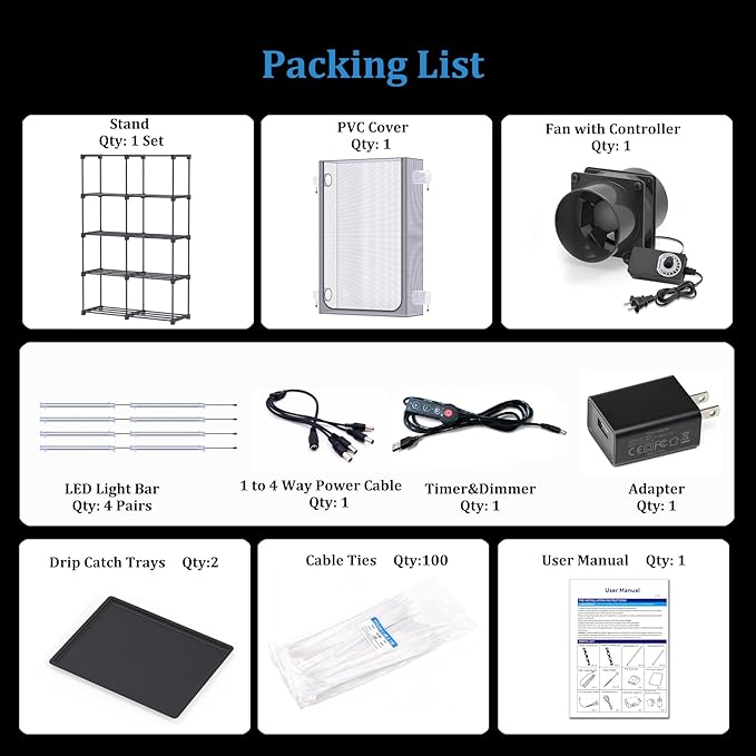 Mushroom Grow Tent Kit with Grow Light and Duct Fan, IP65 Waterproof 6500K LED - Image 6