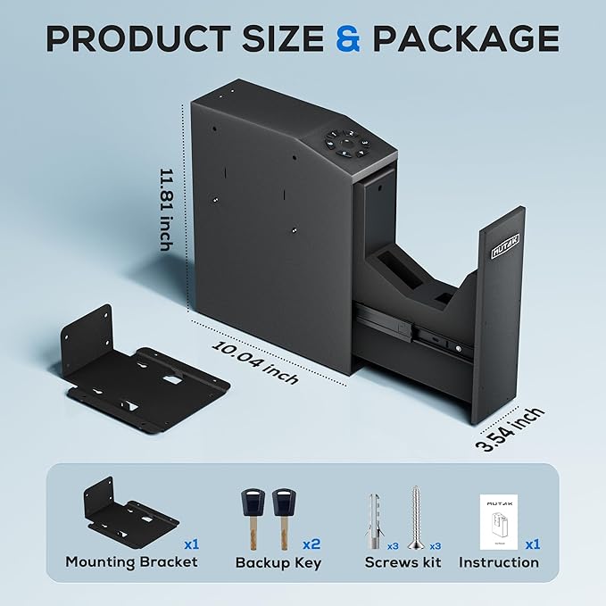 Gun Safe for Handgun, Slider Biometric Pistol Safe, 4 Ways Quick Access - Image 8