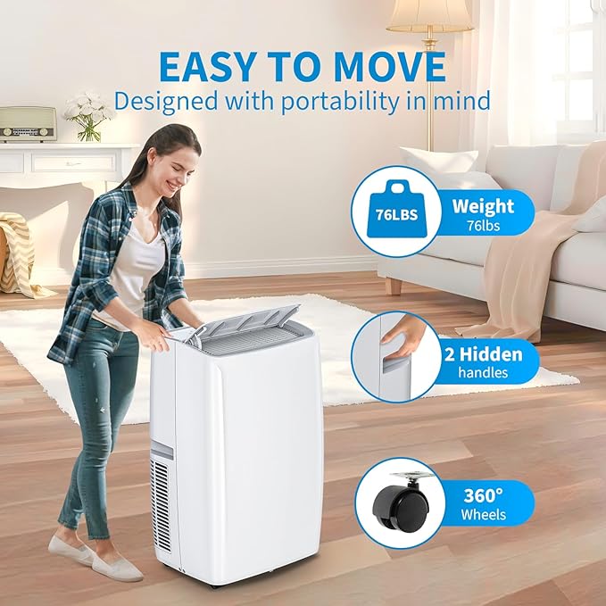 14K BTU Portable Air Conditioners, Cools up to 750 Sq. Ft 3-in-1 Movable AC - Image 7