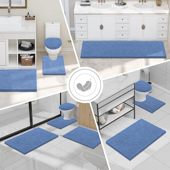 Smiry Luxury Chenille Bathroom Rugs 30x20, Extra Soft and Absorbent Shaggy Bath - Image 7