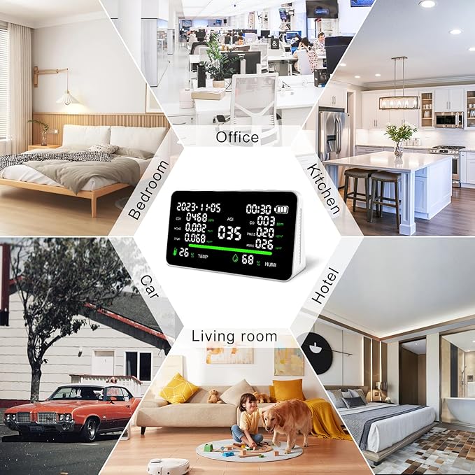 11-in-1 Air Quality Monitor, Indoor CO2/VOC/AQI/PM2.5/Thermometer/Humidity - Image 7