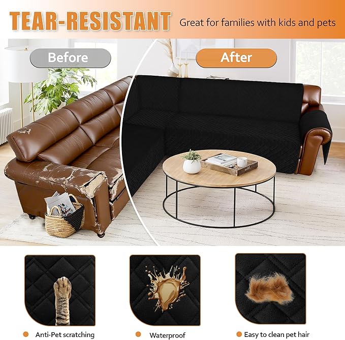 Arfntevss Waterproof Sectional Couch Covers L Shape Washable Velvet Sofa Cover - Image 7