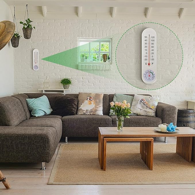 Leinuosen 10 Pcs Indoor Outdoor Wall Thermometer Humidity Meter Vertical - Image 7
