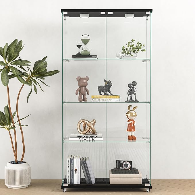 Yoluckea 4-Shelf Glass Display Cabinet - Image 9