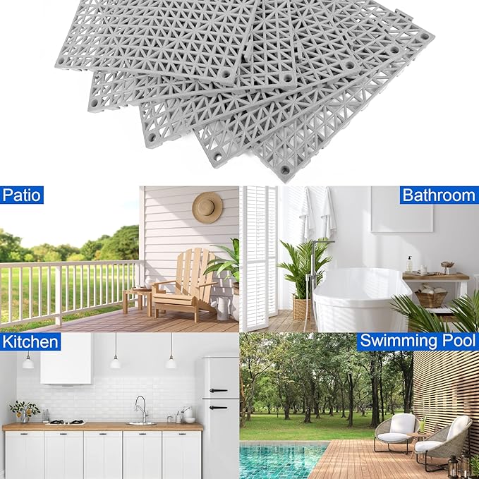 MYFAMIREA Modular Interlocking Cushion 12 Pack 11.8" x 11.8" Rubber Floor Tiles - Image 7