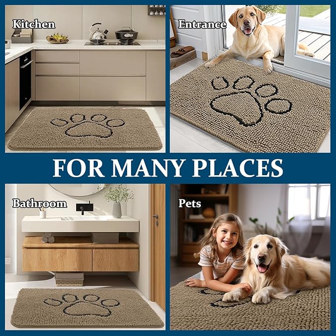 OLANLY Dog Door Mat for Muddy Paws 59x24, Paw Print Design, Absorbs Moisture - Image 8