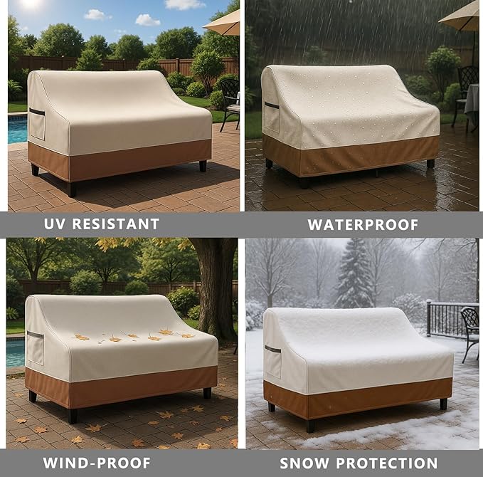 Waterproof Patio Loveseat Cover, 78.7W x 38.2D x 35H inches Heavy Duty 600D - Image 7