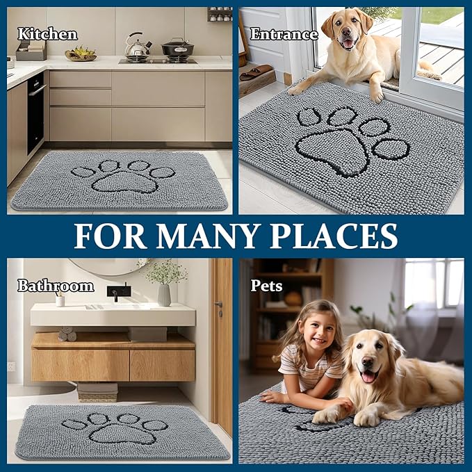 OLANLY Dog Door Mat for Muddy Paws 59x24, Paw Print Design, Absorbs Moisture - Image 8