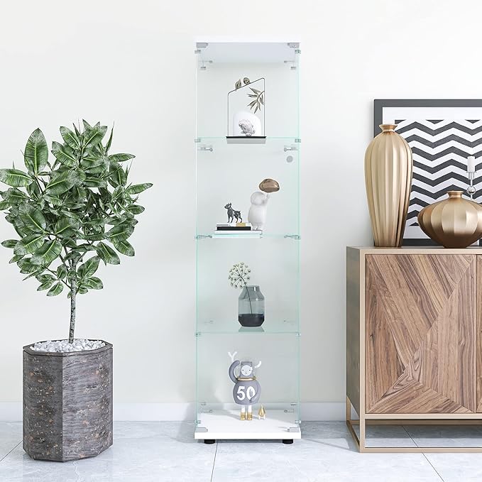 Yoluckea 4 Shelves Glass Display Cabinet - Image 10