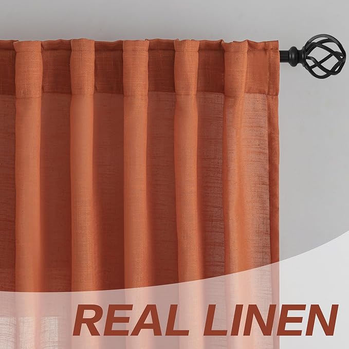 DONREN Burnt Orange Back Tab Curtains 80 Inches Long 2 Panels - Image 7