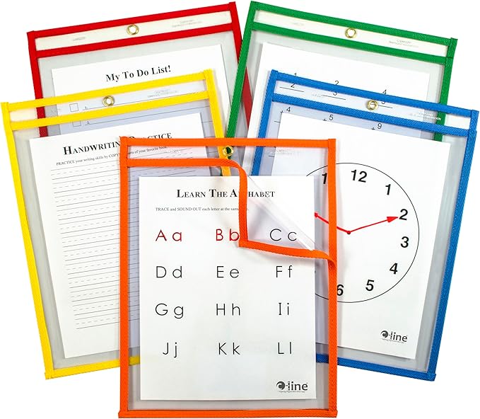 C-Line Super Heavyweight Plus Dry Erase Pockets, 9 x 12 Inches Each, Box of 25 by C-Line