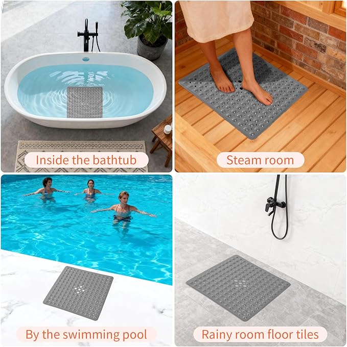 Anti-Slip Bathtub Shower mat, 20.8×20.8(Approximately 53×53cm) inch Soft - Image 7