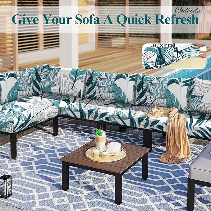 12Pcs Stretch Patio Cushion Cover Outdoor Cushion Cover Replacement Slipcovers - Image 7