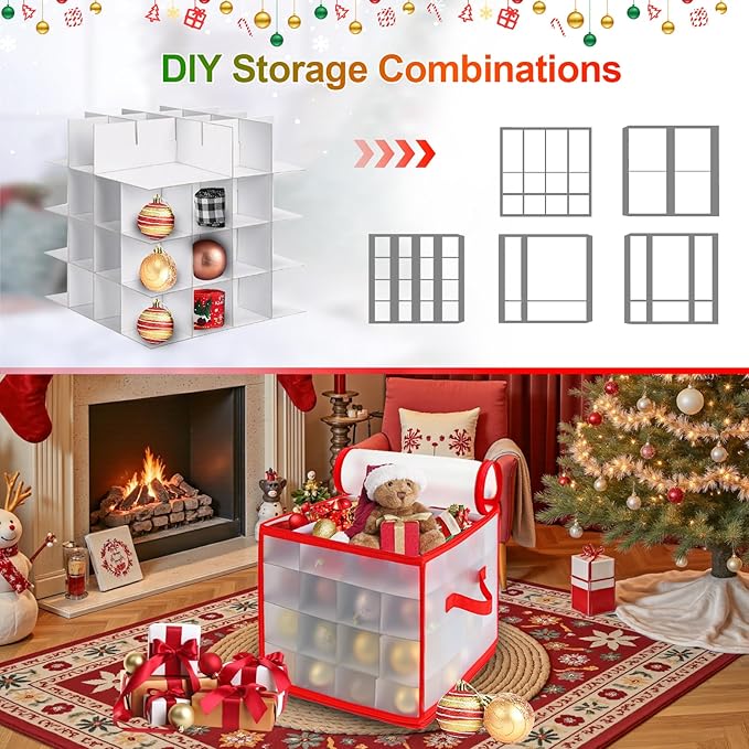 Christmas Ornament Storage Box, 64 Christmas Decoration Storage Box - Image 7