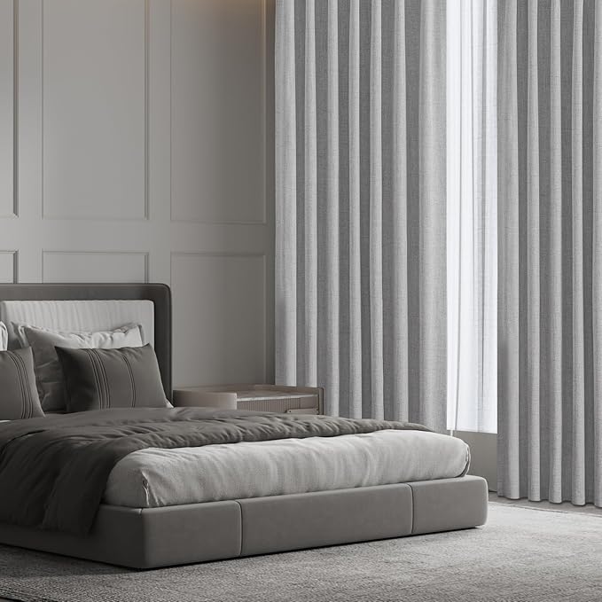 CUCRAF Linen 100% Blackout Curtains 63 Inch Length 2 Panels Set, Back Tab and - Image 9